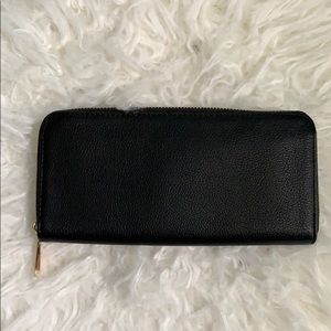 Simple Black Wallet with Gold Zipper